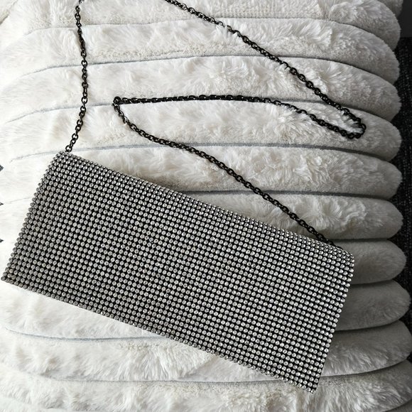 Crystal Rhinestone Evening Bag crossbody Glitter Party Clutch NWOT - Picture 4 of 14